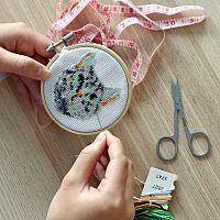 Mini Cross Stitch Embroidery Kit - Tabby Cat