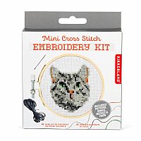 Mini Cross Stitch Embroidery Kit - Tabby Cat
