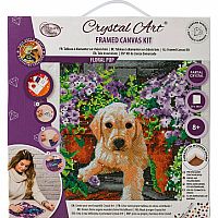 Crystal Art Medium Framed Kit - Floral Pup