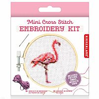 Mini Cross Stitch Embroidery Kit - Flamingo