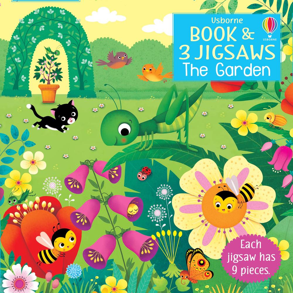 The Garden Book and 3 Jigsaw Puzzles Usborne Toy Sense
