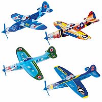 4 Retro Glider Planes with Spinning Propeller.
