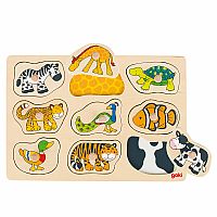 Wooden Animal Hidden Picture Peg Puzzle