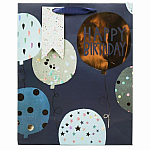 Happy Birthday Black & Blue Gift Bag Large 