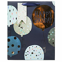 Happy Birthday Black & Blue Gift Bag Large 