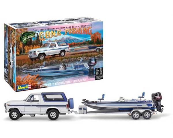Gone Fishing' - 1980 Ford Bronco with Bass Boat & Trailer Set - Toy Sense