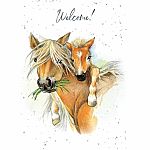 Hopper Studios Greeting Card - Welcome Baby - Horse & Foal