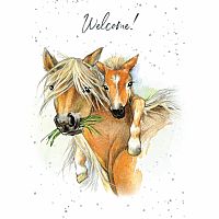 Hopper Studios Greeting Card - Welcome Baby - Horse & Foal