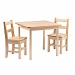 Solid Hardwood Square Table with 2 Chairs