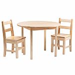 Solid Hardwood Round Table with 2 Chairs