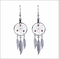 January Garnet Birthstone Dreamcatcher Earrings 