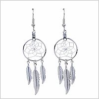 June Moonstone Birthstone Dreamcatcher Earrings 