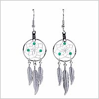 May Green Agate Birthstone Dreamcatcher Earrings  