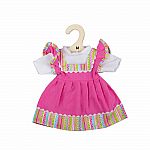 Doll Pink Dress with Striped Trim - Medium