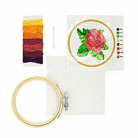 Mini Cross Stitch Embroidery Kit - Rose  