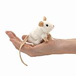 Mini White Mouse Finger Puppet.