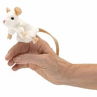 Mini White Mouse Finger Puppet.