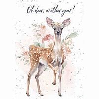 Hoppers Studios Greeting Card - Oh Deer Another Year - Birthday 