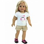 Owl T-Shirt and Khaki Cargo Shorts for 18" Doll