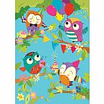 Cute Owls Glitter Birthday Card