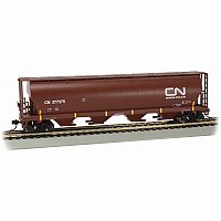 CN 377375 Oxide Red 4 Bay Cylindrical Grain Hopper - HO Scale