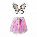 Rainbow Sequins Skirt, Wings and Wand - Size 4-6