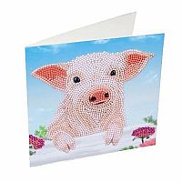 Crystal Art Card - Pig on the Fence