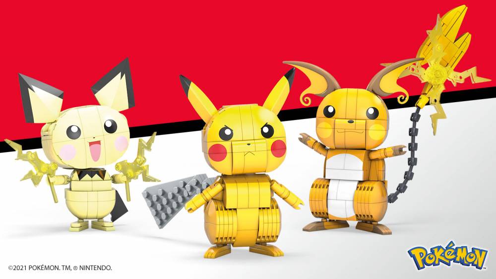 MEGA Pokemon Build & Show Pikachu Evolution Trio Construction Set, Building  Toys for Kids
