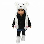 Polar Bear Hat for 18 Inch Doll