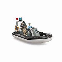 Bruder Police Pickup with a Trailer and Boat.