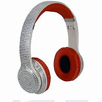 Bluetooth Bling Headphones - Silver/Red 