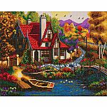 Crystal Art Large Framed Kit - Riverside Cottage