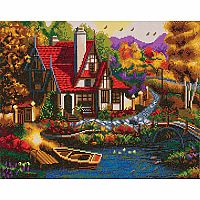 Crystal Art Large Framed Kit - Riverside Cottage  