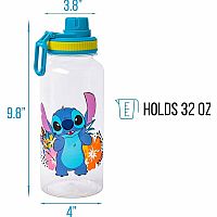 Plastic Water Bottle and Sticker Set - Stitch