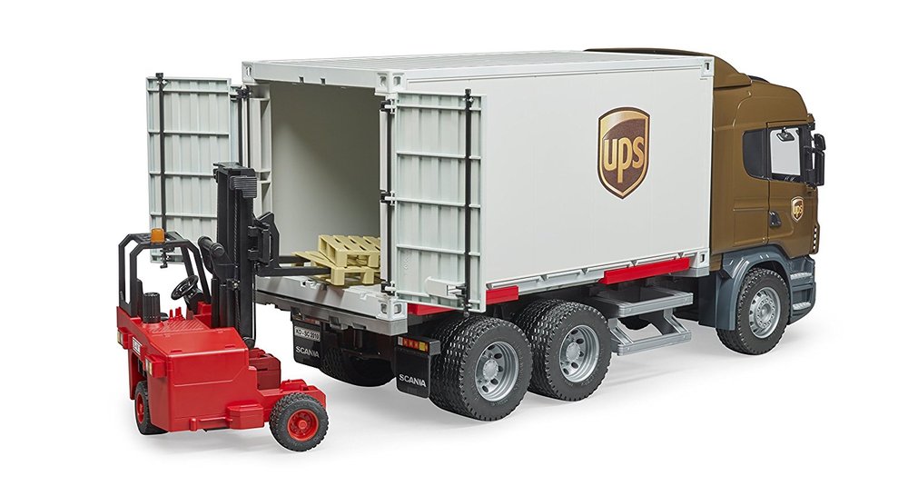 Scania R Series Ups Logistics Truck With Forklift Toy Sense