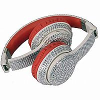 Bluetooth Bling Headphones - Silver/Red 