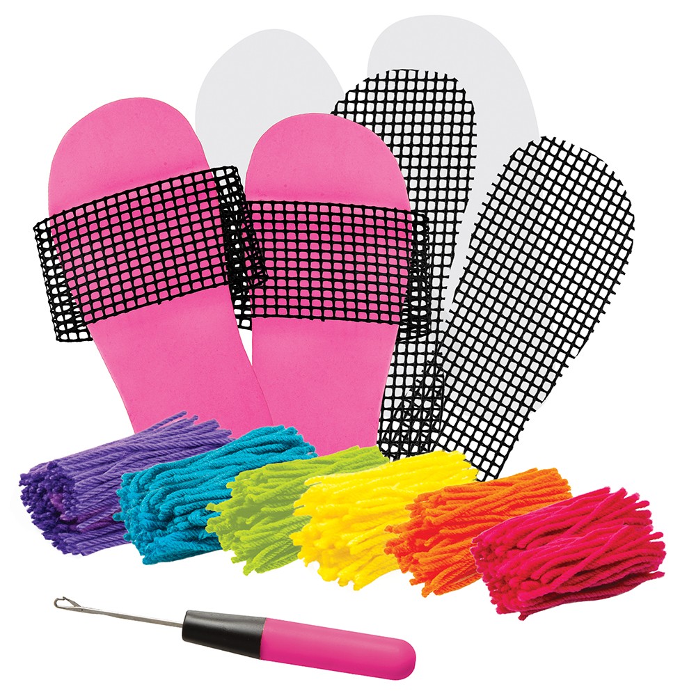 Make Your Own Shaggy Latch Hook Slippers Kit Toy Sense