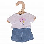 Doll White T-Shirt and Denim Skirt - Small 