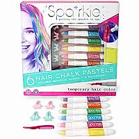 Sparkle 6 Hair Chalk Pastels & Barrettes Set