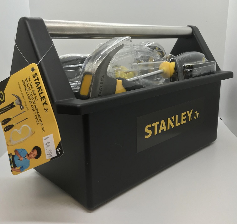 Stanley Jr. Open Tool Box and 5 Tools - Toy Sense