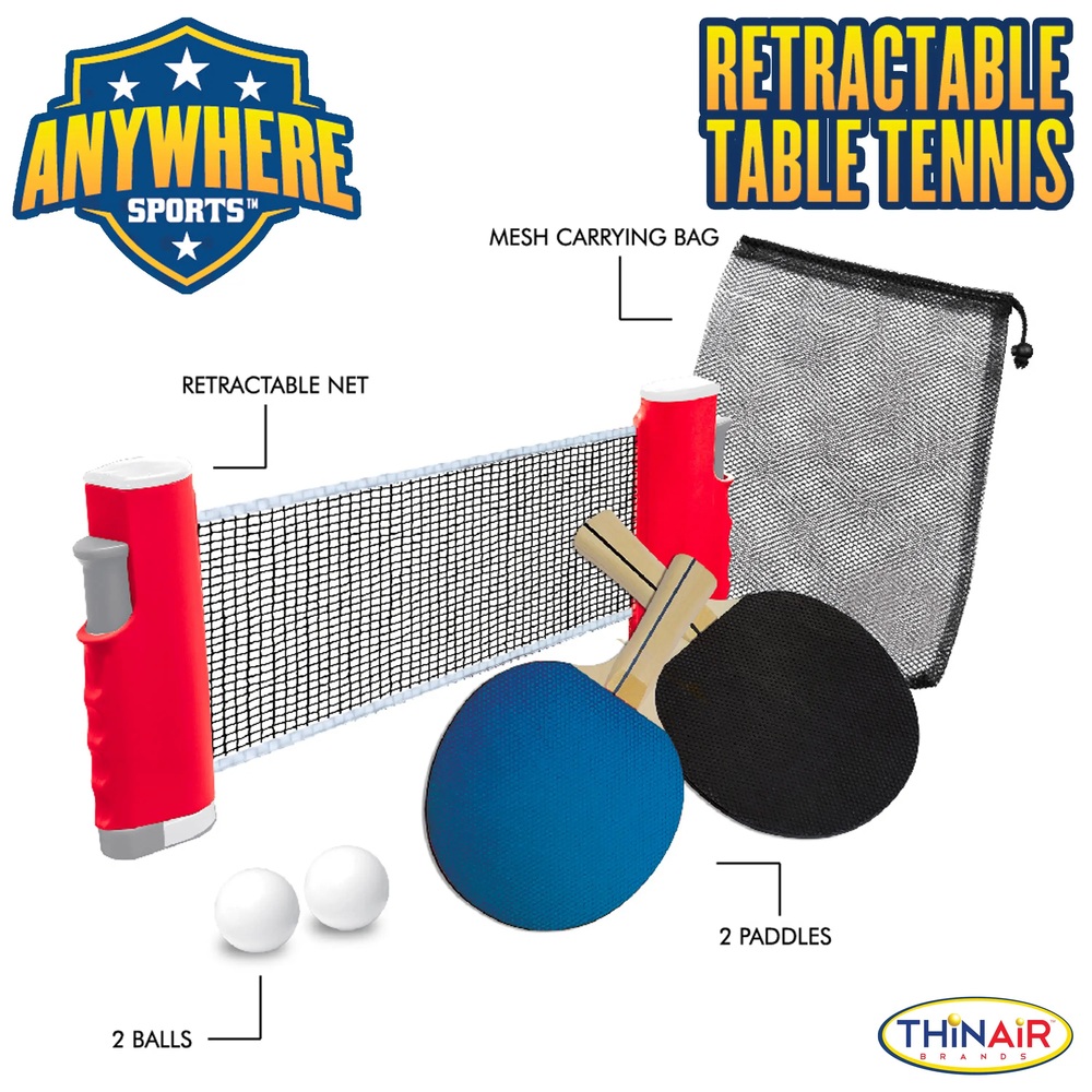 Anywhere Sports Retractable Table Tennis Set - Toy Sense