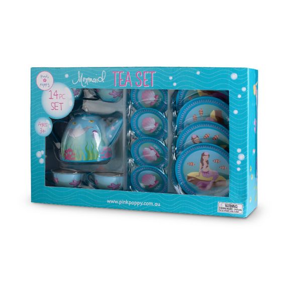 mermaid tin tea set