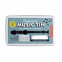 Beginner's Music Tin with Harmonica + Recorder