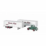 Canadian Pacific Green Truck Cab & 2 Piggyback Trailers - HO Scale