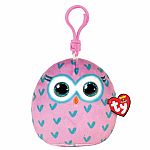 Winks - Pink Owl Mini Squish-A-Boo Clip