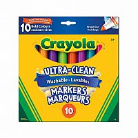 10 Ultra-Clean Washable Broad Bold Line Markers.