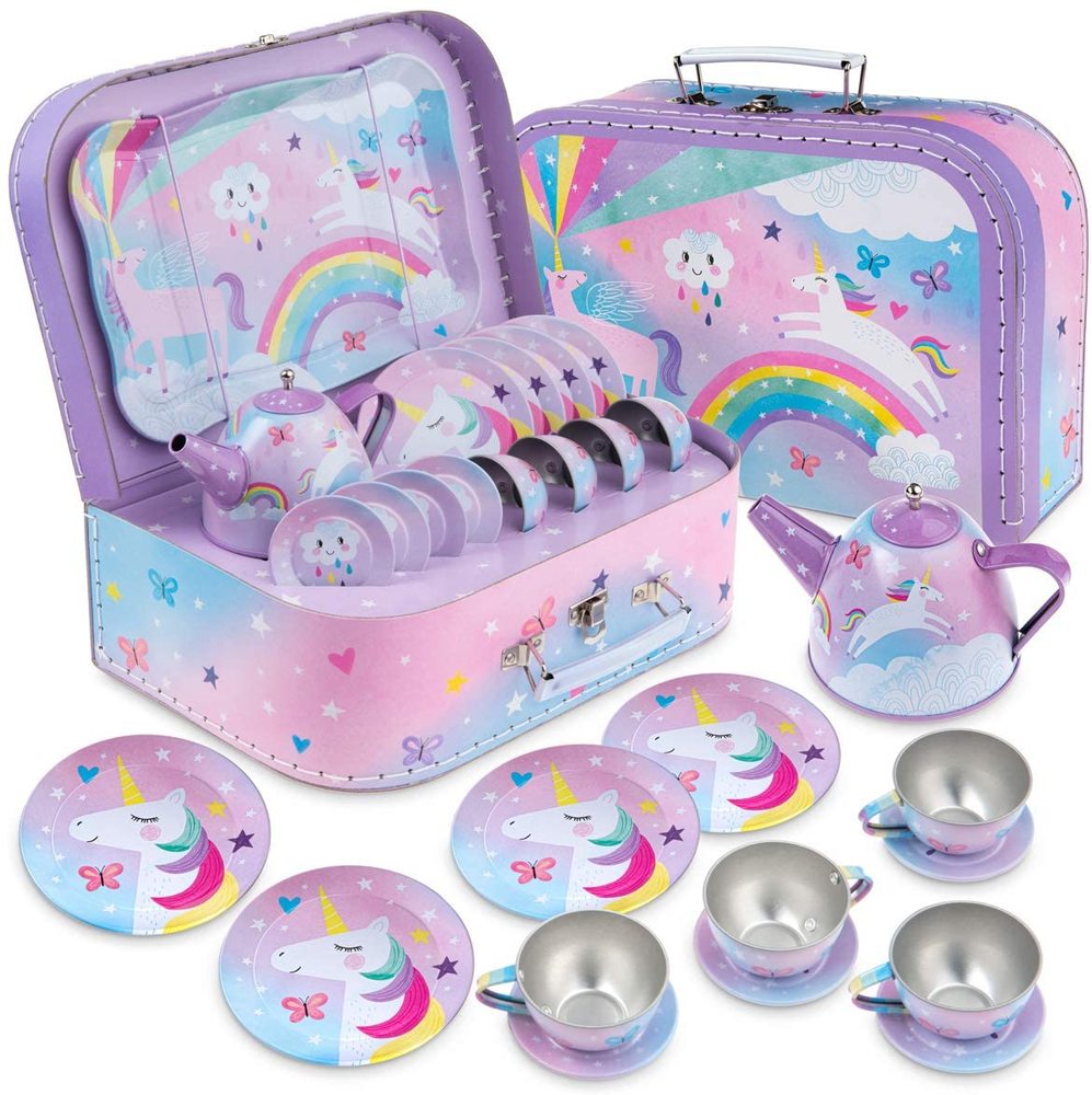 Cotton Candy Unicorn Tin Tea set Toy Sense