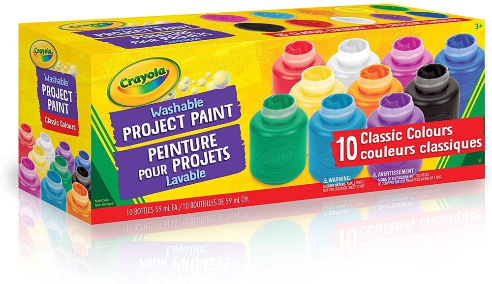 10 Washable Kids Paint Jars Classic Colours. Toy Sense