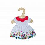 Doll White Floral Dress with Red Collar - Small 