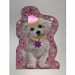 Dog Pink Foil Birthday Card
